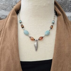 Elegant Beaded Necklace with Silver Accents